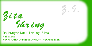 zita ihring business card